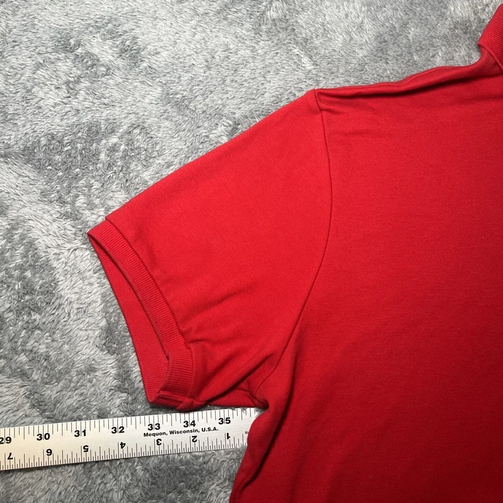 VTG Polo By Ralph Lauren Red Short Sleeve Shirt Navy Pony Custom Fit Cotton SZ L